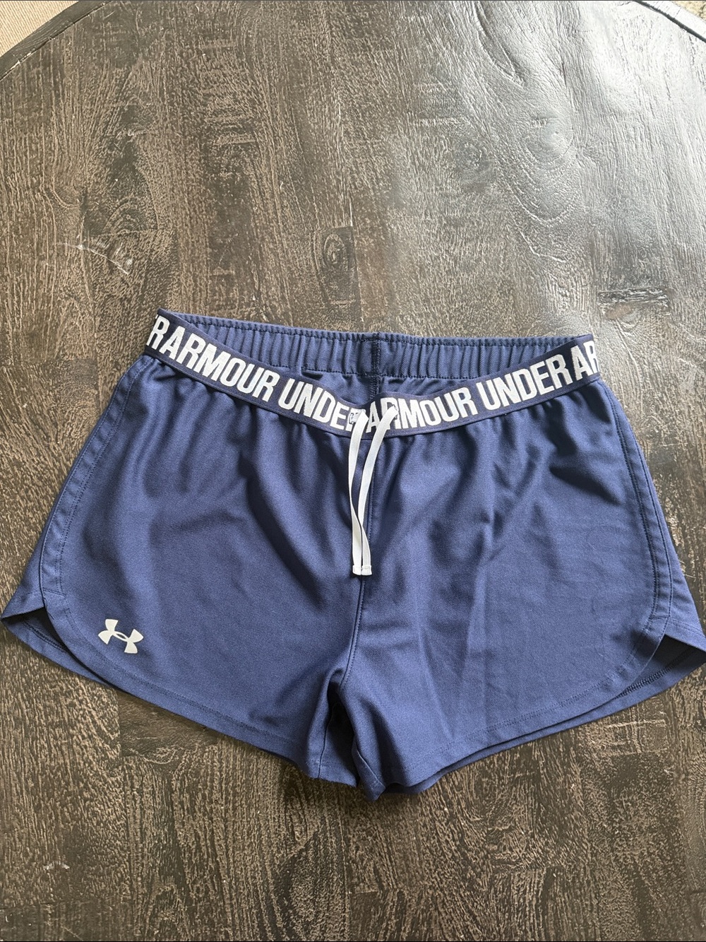 Under Armour Navy Blue Women's Athletic Shorts with Logo Waistband